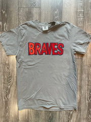 BLOCK BRAVES - GREY COMFORT COLORS TEE
