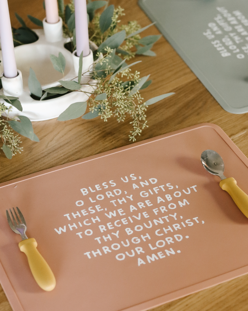 Be A Heart - Meal Blessing Silicone Placemat | Catholic Placemat | Kids: Bubblegum