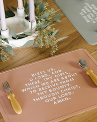 Be A Heart - Meal Blessing Silicone Placemat | Catholic Placemat | Kids: Bubblegum