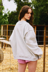 BUCKETLIST - IT2594-BLANK  Solid Reversible Mock Neck Sweatshirt Top: Heather grey / S/M-L/XL (3-3)