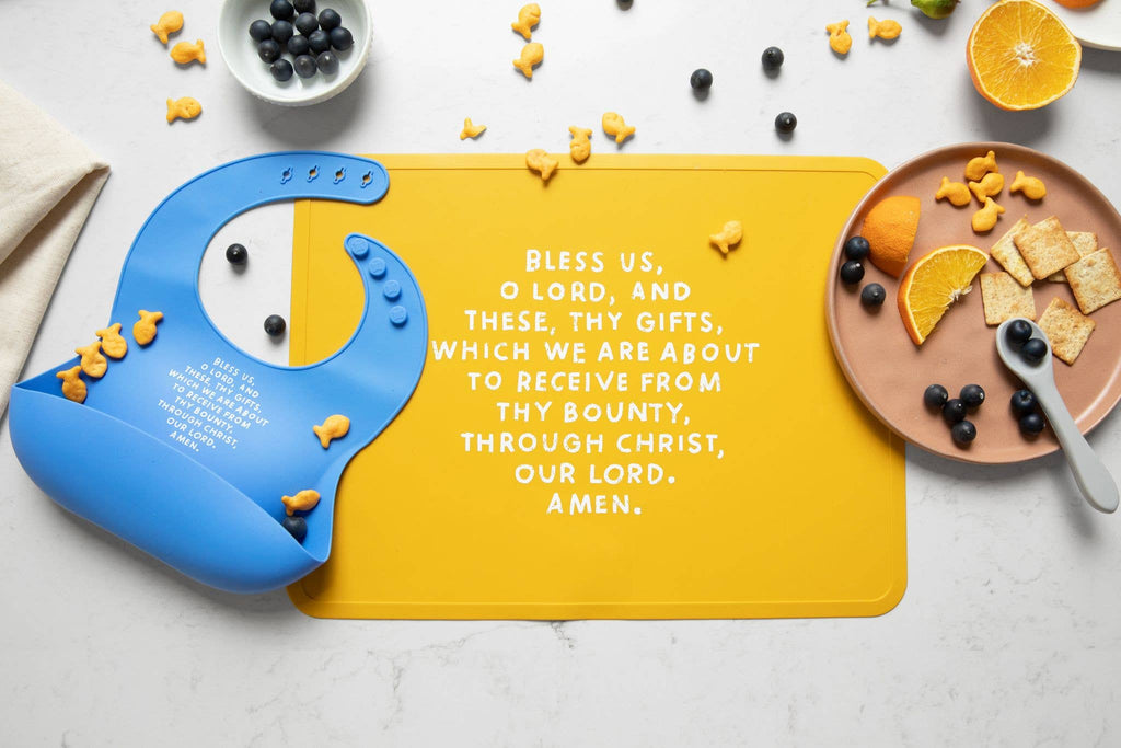 Be A Heart - Meal Blessing Silicone Placemat | Catholic Placemat | Kids: Bubblegum