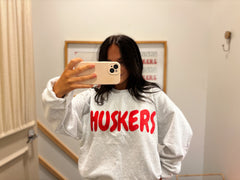 BUBBLE RED HUSKERS - ASH GREY CREW