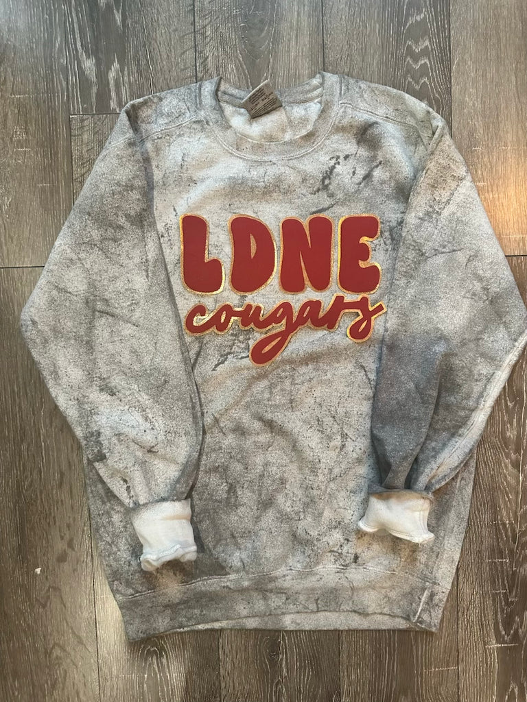 LDNE COUGARS - GREY DYED COMFORT COLORS CREW