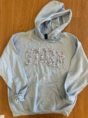 BLUE FLORAL STORM - LIGHT BLUE HOODIE