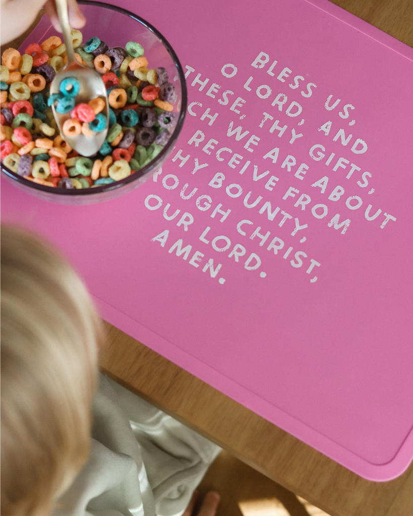 Be A Heart - Meal Blessing Silicone Placemat | Catholic Placemat | Kids: Bubblegum