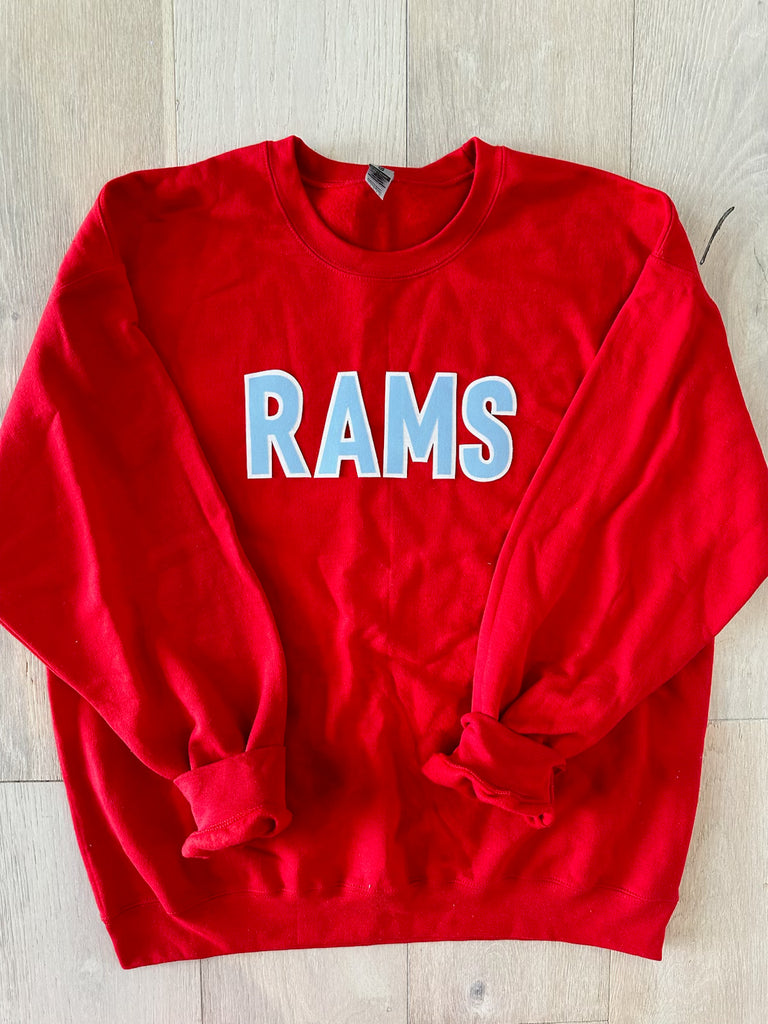 BLOCK RAMS - RED GILDAN CREW (YOUTH + ADULT)