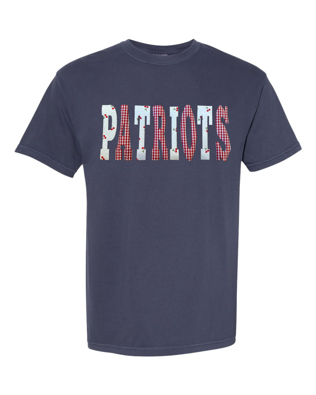 CHERRY + RED GINGHAM PATRIOTS - NAVY TEE