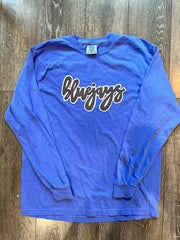 CURSIVE BLUEJAYS - BLUE COMFORT COLORS LONG SLEEVE