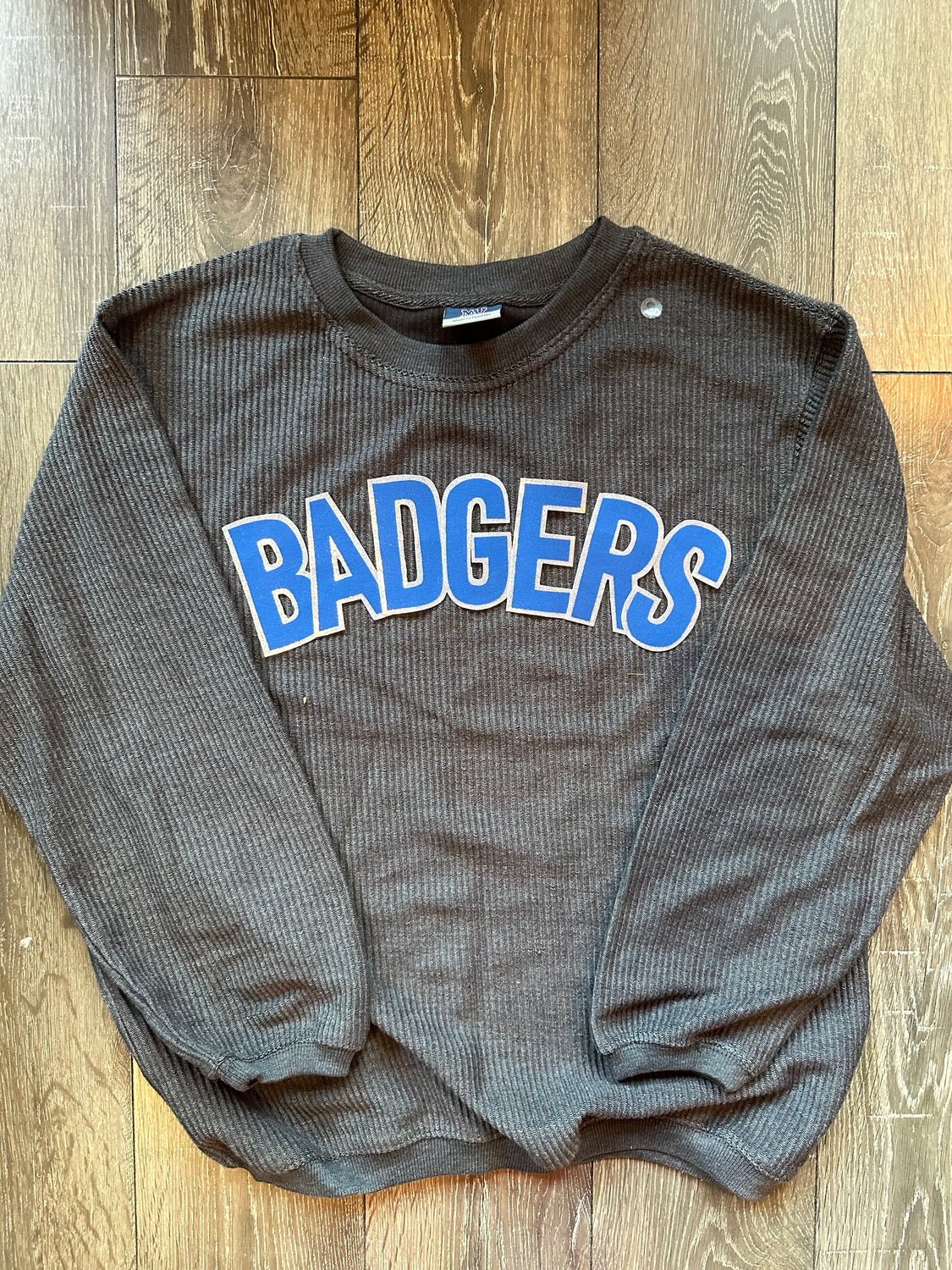 BLOCK BADGERS - GREY RIBBED CREW