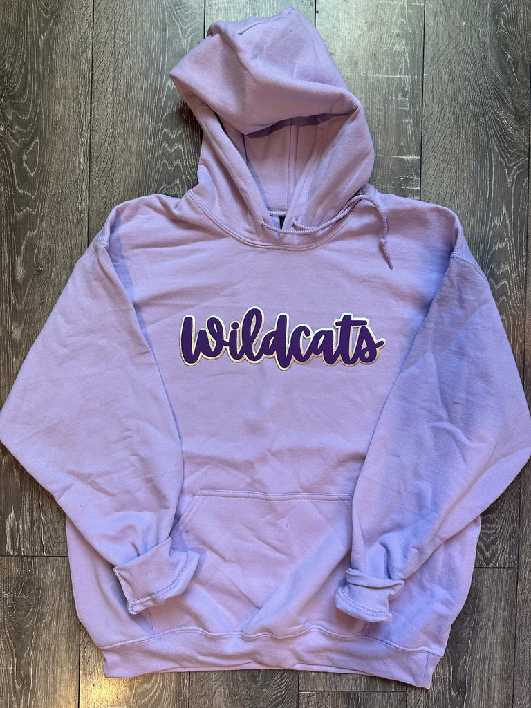 CURSIVE WILDCATS - PURPLE HOODIE