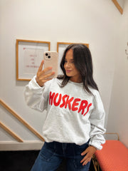 BUBBLE RED HUSKERS - ASH GREY CREW