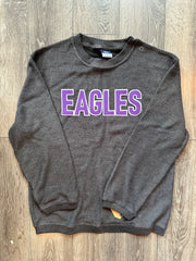 BLOCK EAGLES - GREY RIBBED CREW