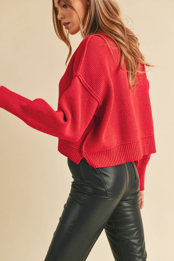 AEMI + CO - 3115CK Regina Sweater: Red / L / Knit