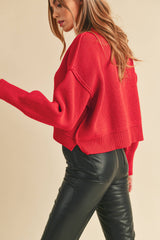 AEMI + CO - 3115CK Regina Sweater: Red / L / Knit