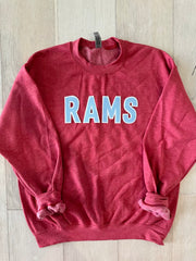 BLOCK RAMS - HEATHER RED GILDAN CREW