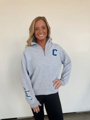 C + JAYS SCRIPT ON ARM - LIGHT GREY 1/4 ZIP