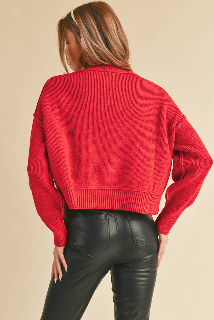AEMI + CO - 3115CK Regina Sweater: Red / L / Knit