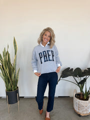 BLUE FLANNEL PREP - GREY GILDAN CREW