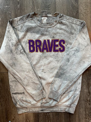 BLOCK BRAVES - GREY DYED COMFORT COLORS CREW