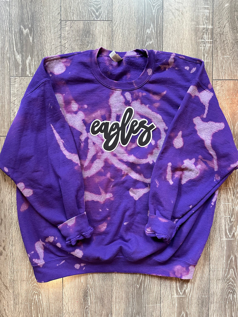 CURSIVE EAGLES - PURPLE DYED CREW