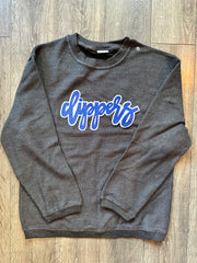 CURSIVE CLIPPERS - GREY RIBBED CREW