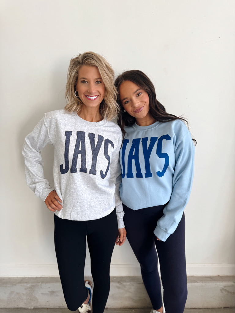 BLUE SPARKLE JAYS - ASH GREY GILDAN CREW