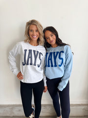 BLUE SPARKLE JAYS - ASH GREY GILDAN CREW