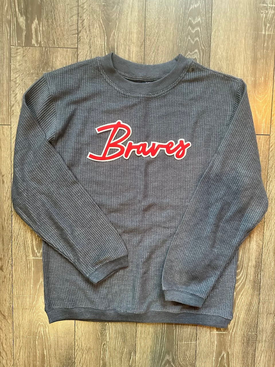 BRAVES - GREY RIBBED CREW