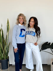 BLUE METALLIC/WHITE C - GREY GILDAN CREW