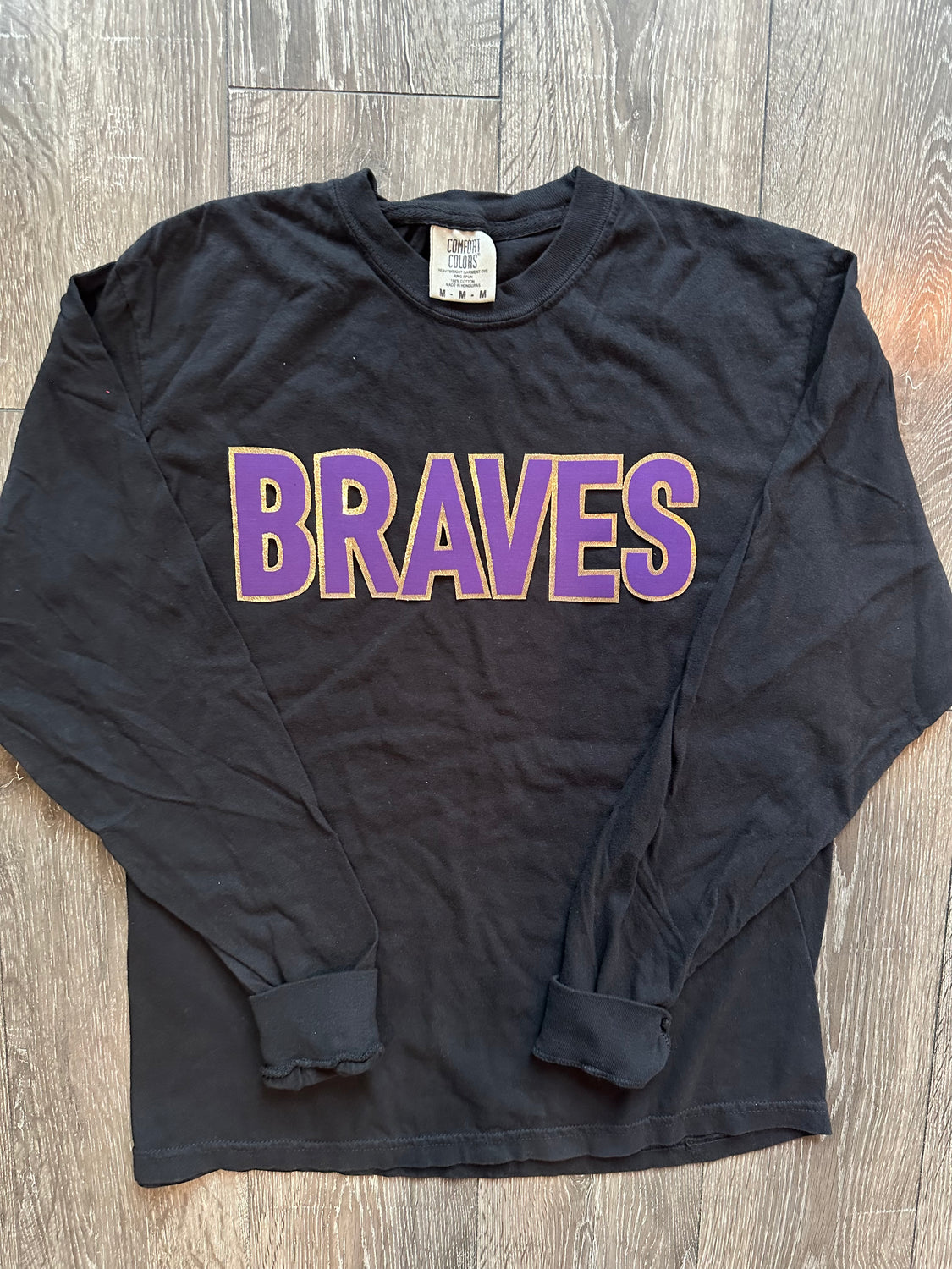 BLOCK BRAVES- BLACK COMFORT COLORS LONG SLEEVE