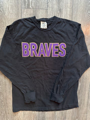 BLOCK BRAVES- BLACK COMFORT COLORS LONG SLEEVE