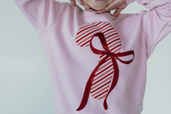 CANDY CANE + BOW - PINK CREWNECK (TODDLER + YOUTH + ADULT)