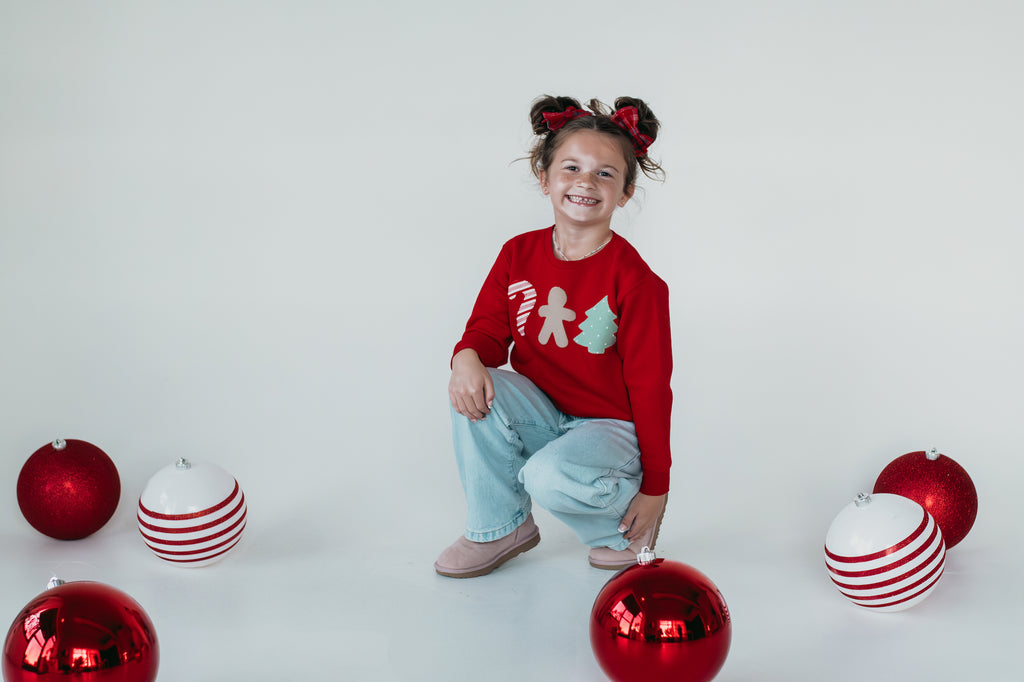 HOLIDAY SYMBOLS - RED CREWNECK (TODDLER + YOUTH + ADULT)