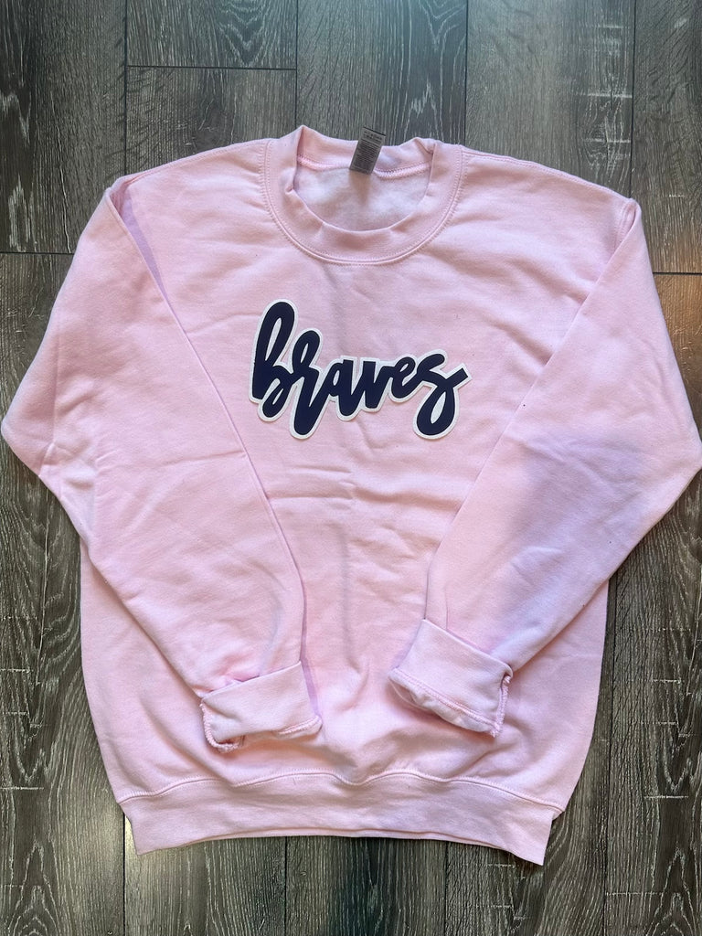 BRAVES - PINK GILDAN CREW