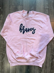 BRAVES - PINK GILDAN CREW