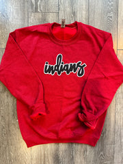 CURSIVE INDIANS - RED GILDAN CREW (YOUTH + ADULT)