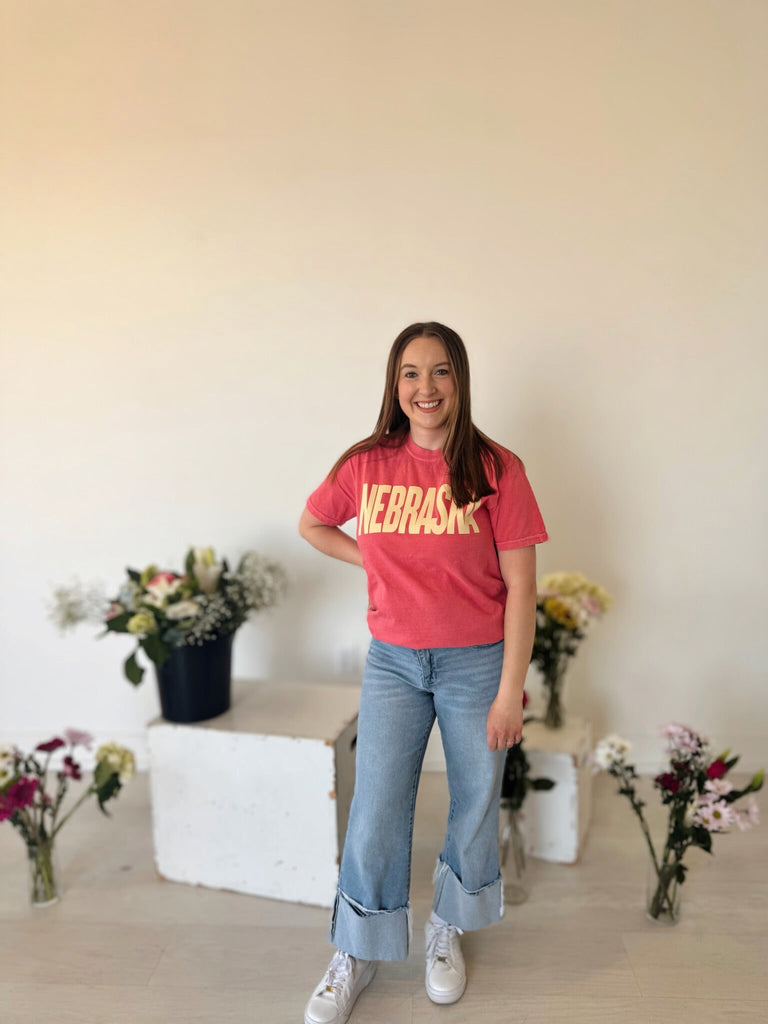 BLOCK YELLOW NEBRASKA - WATERMELON TEE
