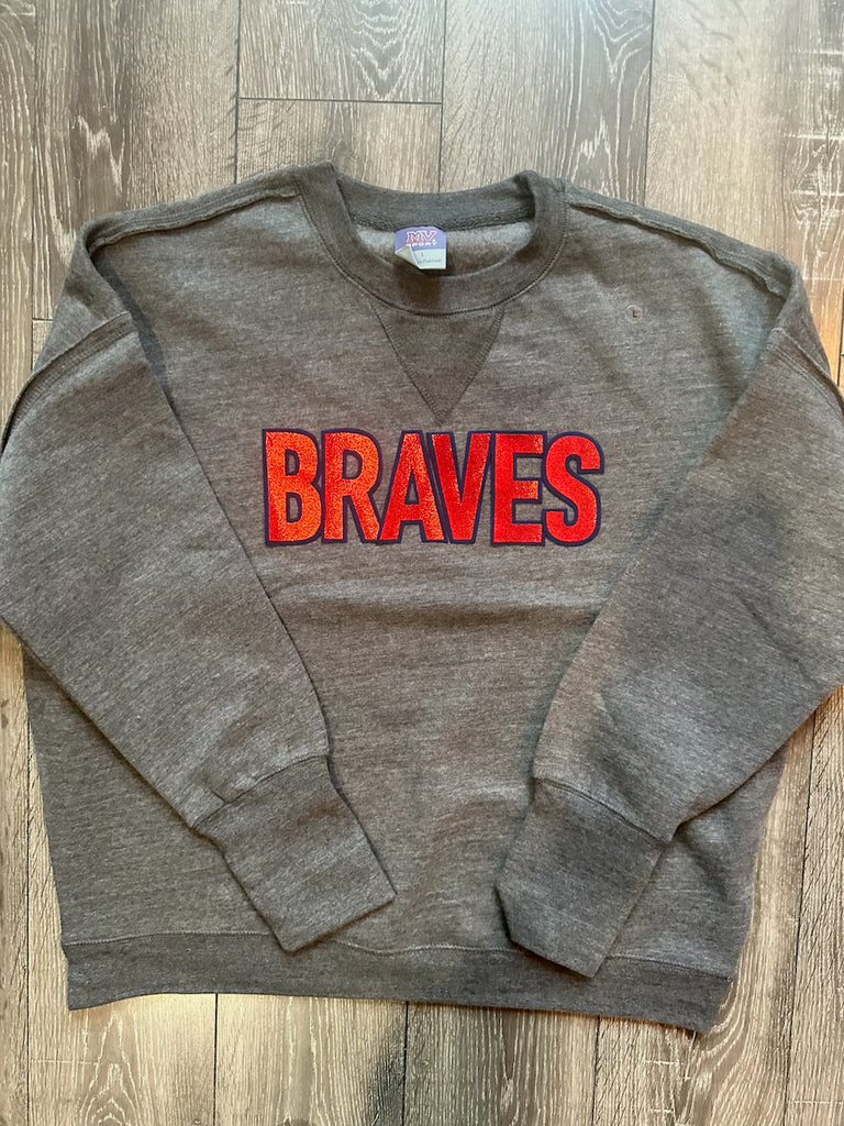 BRAVES - GREY SUEDED CREW