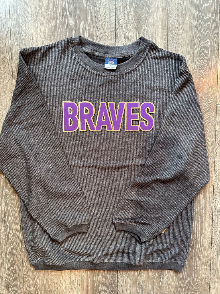 BLOCK BRAVES - GREY RIBBED CREW