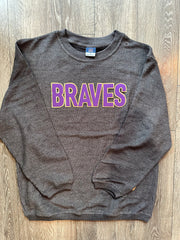 BLOCK BRAVES - GREY RIBBED CREW