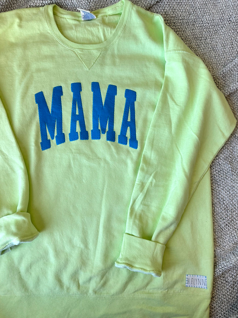 BLUE MAMA - LIME CREWNECK
