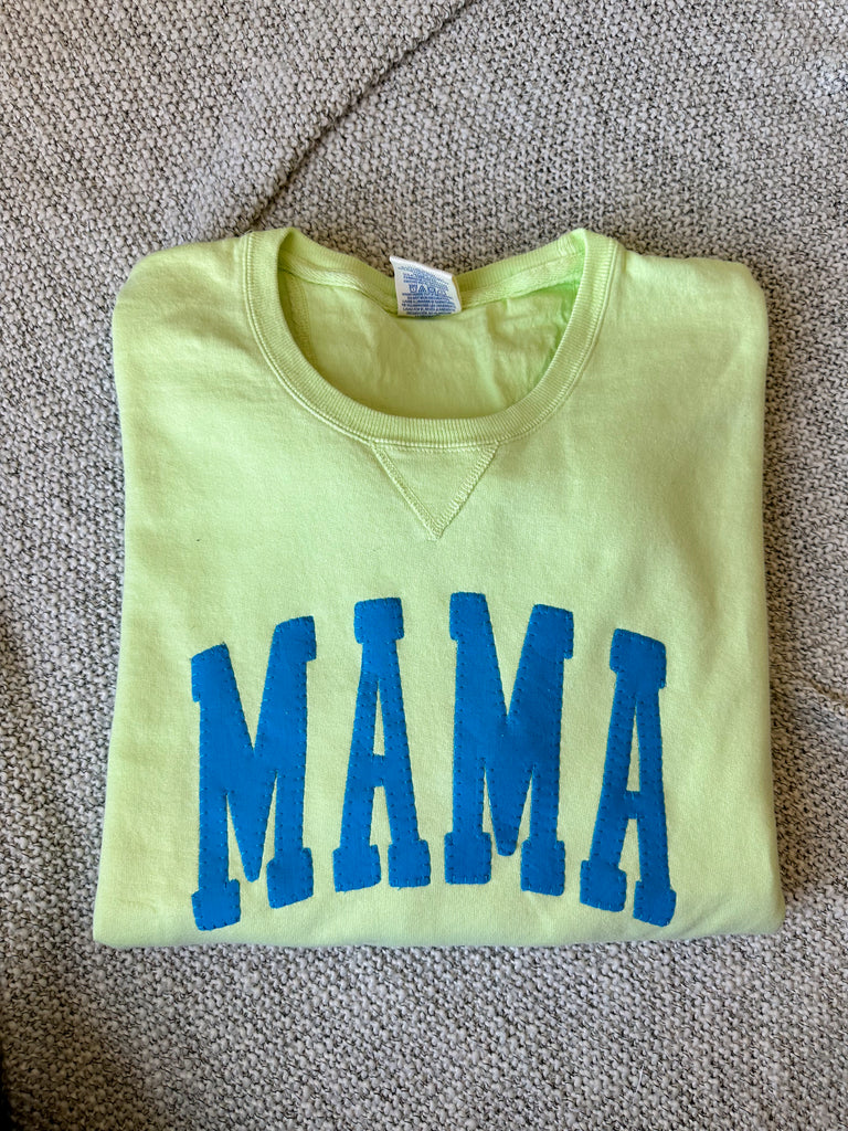 BLUE MAMA - LIME CREWNECK