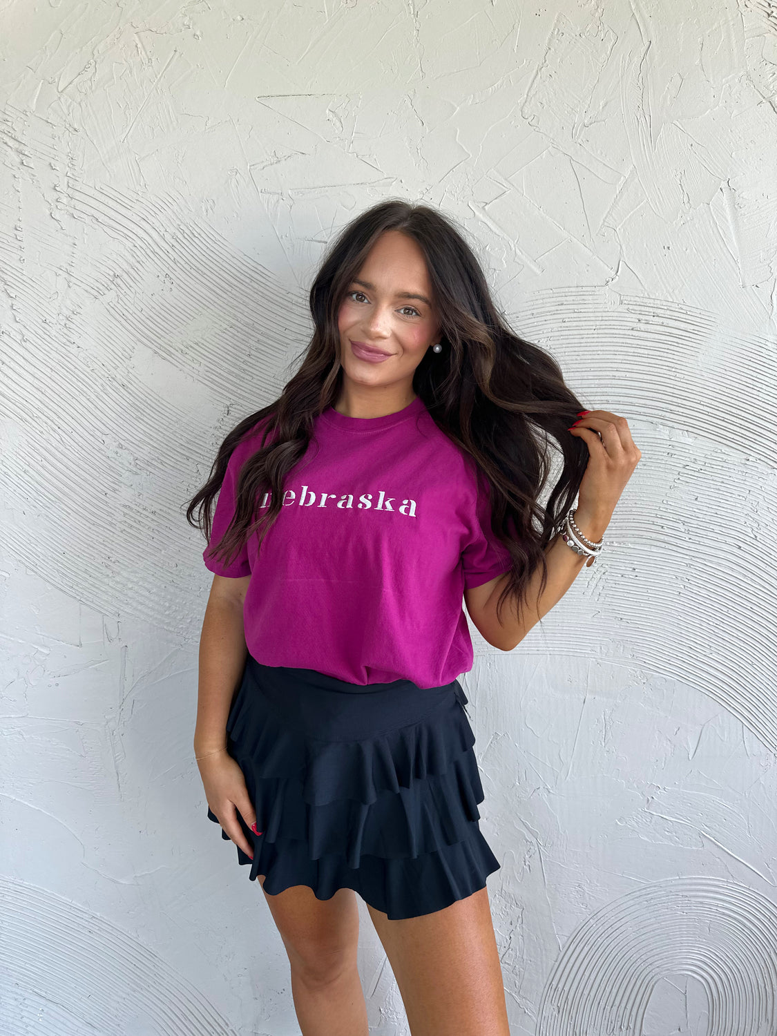 EMBROIDERED NEBRASKA - BOYSENBERRY TEE