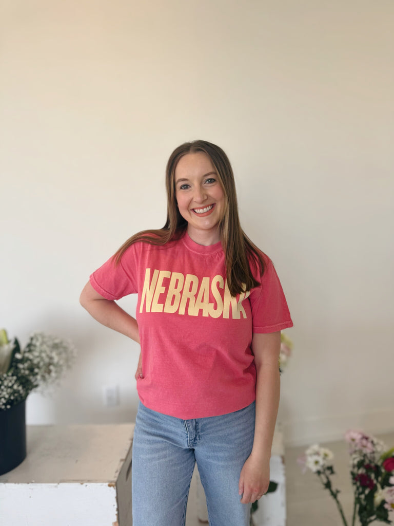 BLOCK YELLOW NEBRASKA - WATERMELON TEE