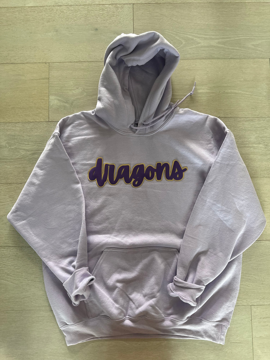 CURSIVE PURPLE/GOLD METALLIC DRAGONS - ORCHID HOODIE