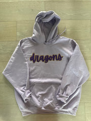 CURSIVE PURPLE/GOLD METALLIC DRAGONS - ORCHID HOODIE
