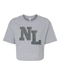 BLACK/WHITE GINGHAM NL  - GREY CROP TEE