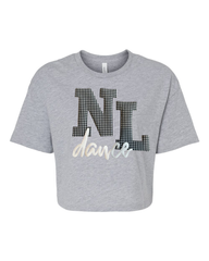 BLACK/WHITE GINGHAM NL WHITE DANCE - GREY CROP TEE