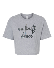 CURSIVE BLACK METALLIC NO LIMITS DANCE - GREY CROP TEE
