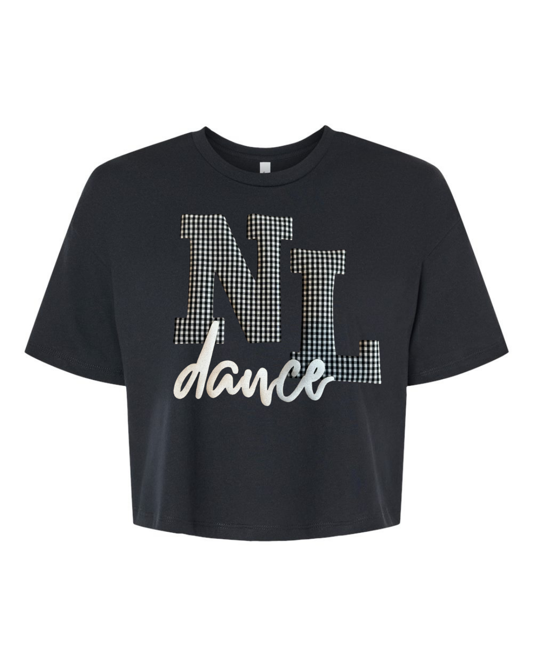 BLACK/WHITE GINGHAM NL WHITE DANCE - BLACK CROP TEE